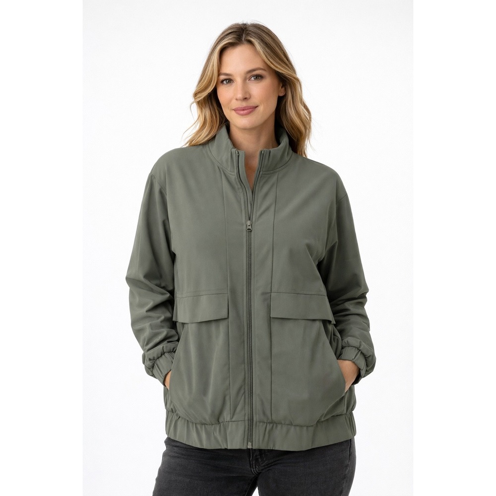 Member's Mark Jacket Womens‎ S Small Olive Green Full Zip Lightweight Stretch